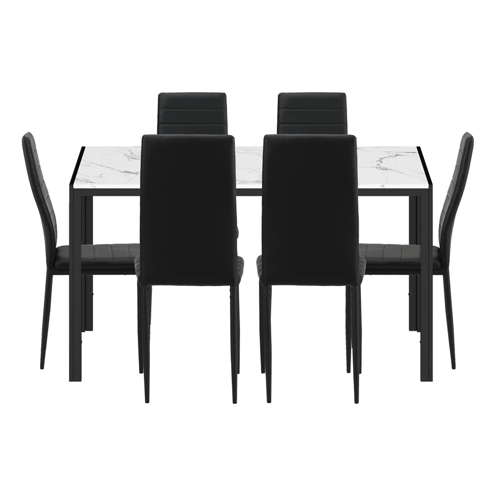 Girona 5 or 7 Piece Slimline Hi Back Dining Set | Premium PU Leather Dining Chairs and 120cm Table Set