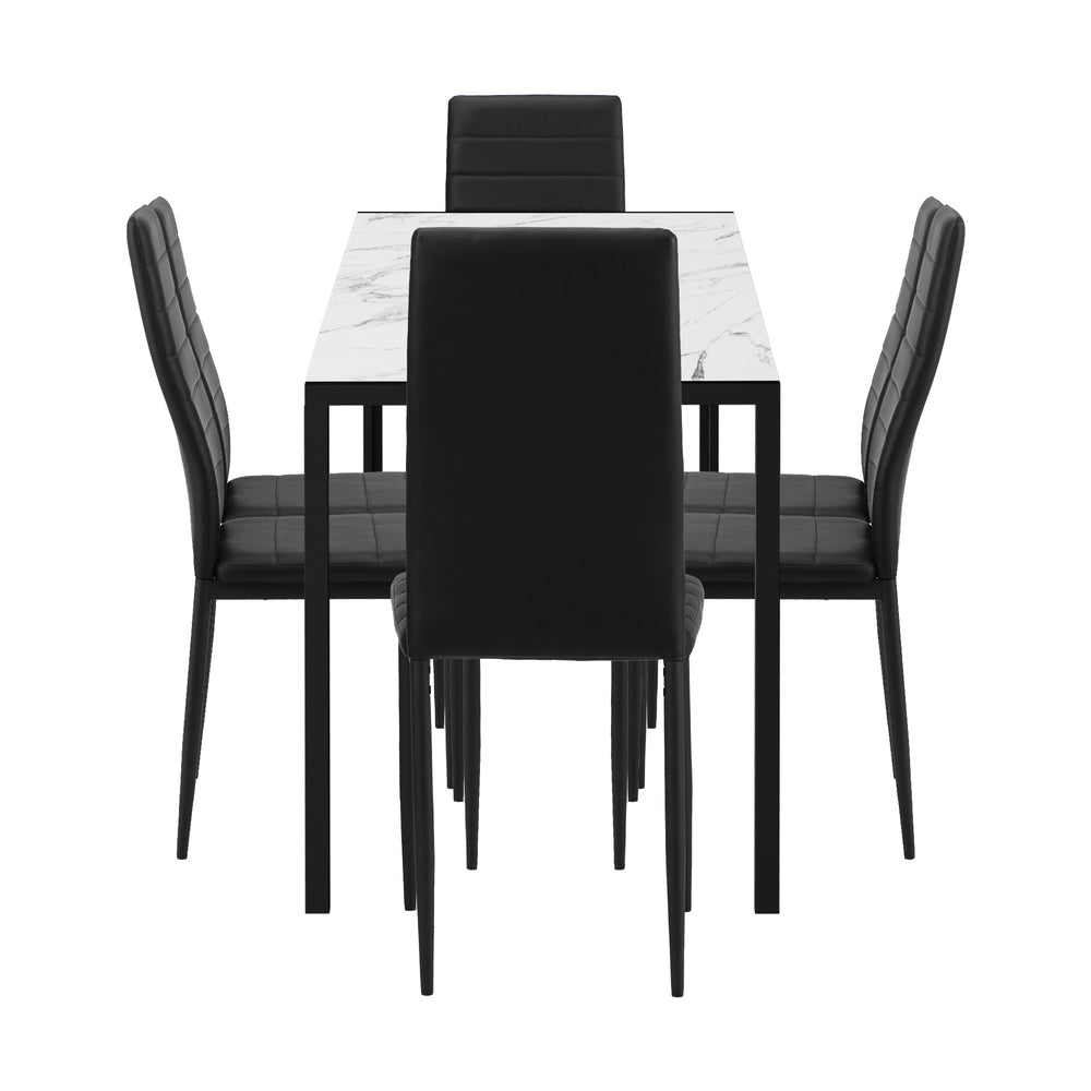 Girona 5 or 7 Piece Slimline Hi Back Dining Set | Premium PU Leather Dining Chairs and 120cm Table Set