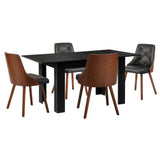 Tuscan Nero 120-160cm Extendable Dining Table Set | Premium Black Dining Table and Padded Deluxe Chairs