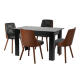 Tuscan Nero 120-160cm Extendable Dining Table Set | Premium Black Dining Table and Padded Deluxe Chairs