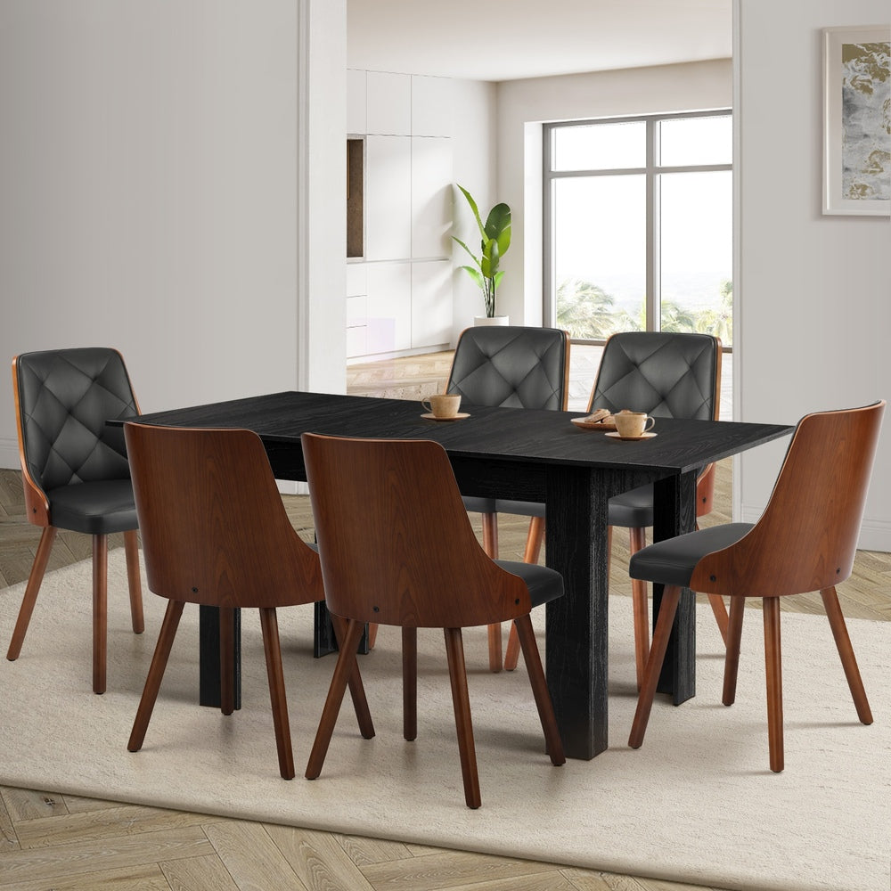 Tuscan Nero 120-160cm Extendable Dining Table Set | Premium Black Dining Table and Padded Deluxe Chairs