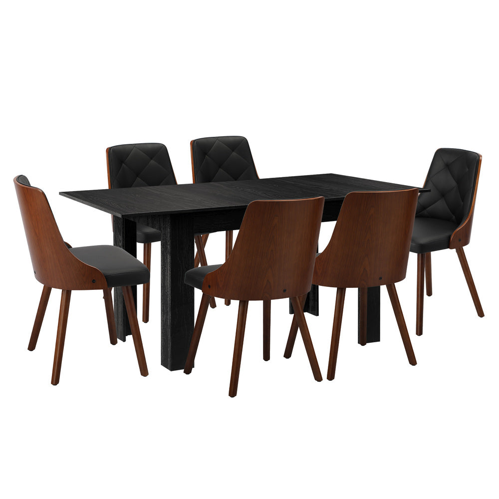 Tuscan Nero 120-160cm Extendable Dining Table Set | Premium Black Dining Table and Padded Deluxe Chairs