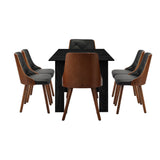 Tuscan Nero 120-160cm Extendable Dining Table Set | Premium Black Dining Table and Padded Deluxe Chairs