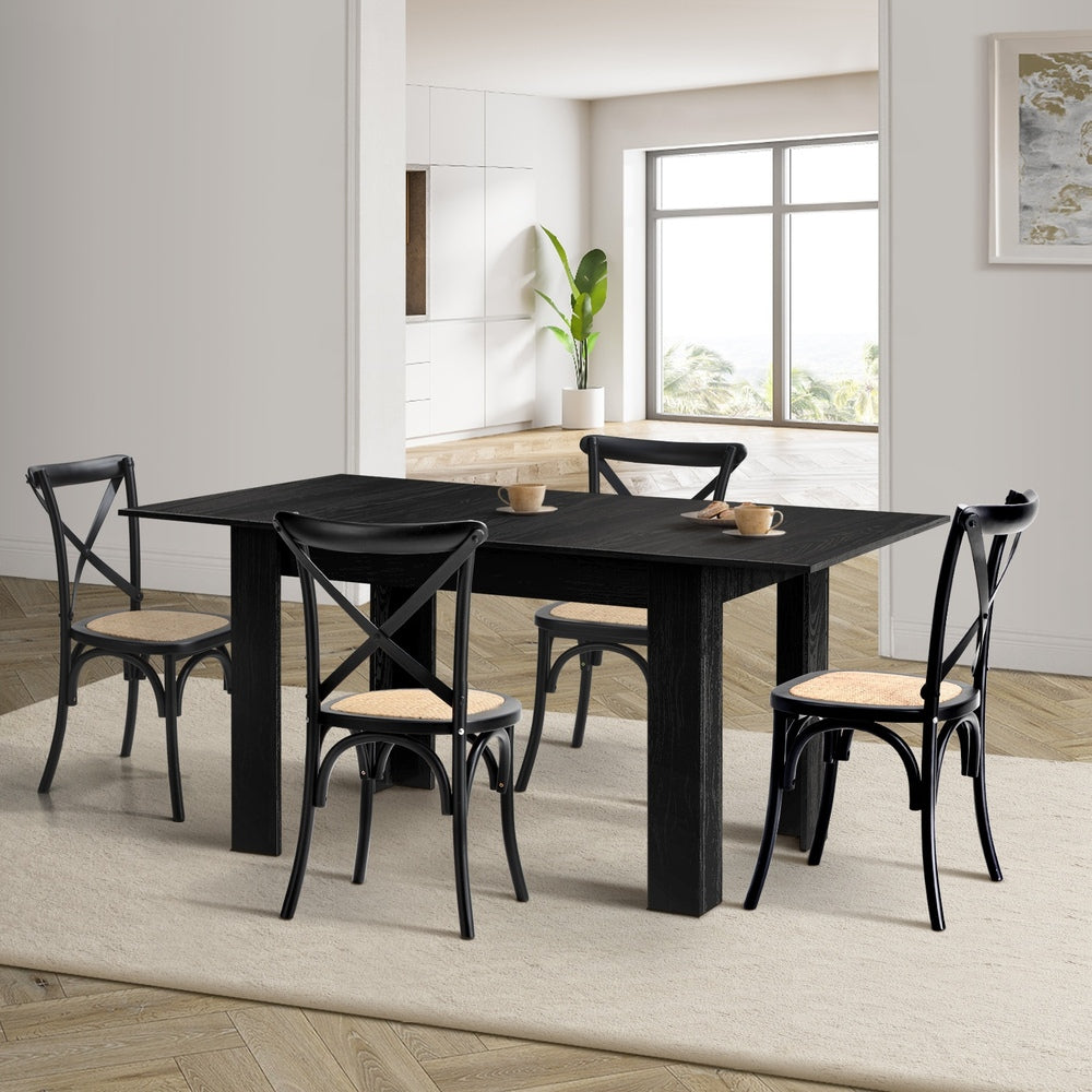 Luxe Nero Black Extendable Dining Table Set | 5-7 Seater Premium Modern Dining Table Set