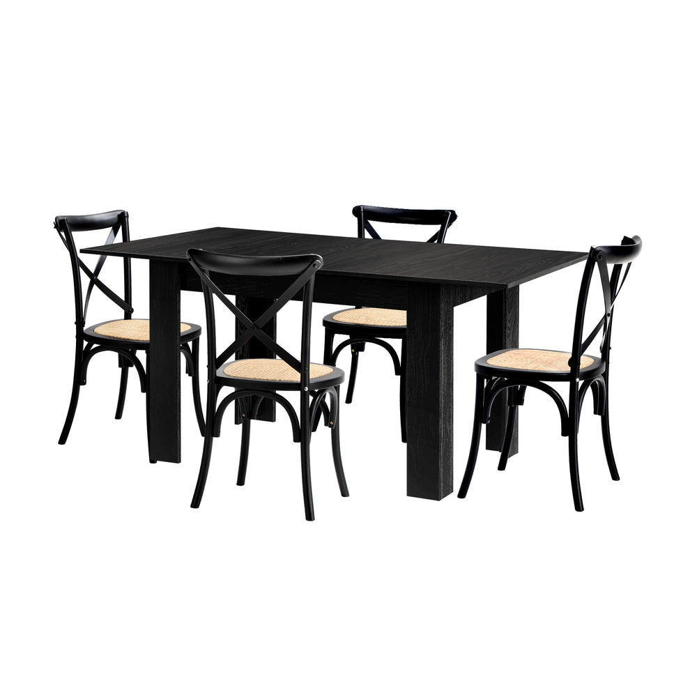 Luxe Nero Black Extendable Dining Table Set | 5-7 Seater Premium Modern Dining Table Set