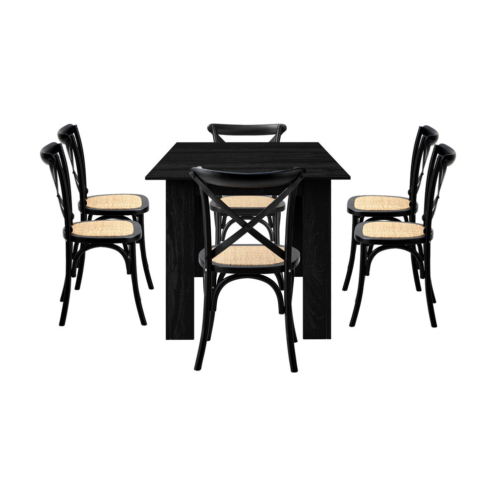 Luxe Nero Black Extendable Dining Table Set | 5-7 Seater Premium Modern Dining Table Set