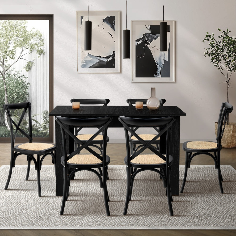 Luxe Nero Black Extendable Dining Table Set | 5-7 Seater Premium Modern Dining Table Set