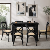 Luxe Nero Black Extendable Dining Table Set | 5-7 Seater Premium Modern Dining Table Set