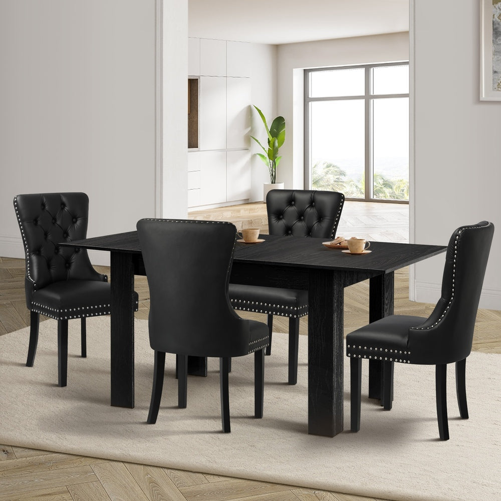 Scarlet Nero Extendable 120-160cm Dining Table Set | 5-7 Seater Premium Black Modern Dining Table Set