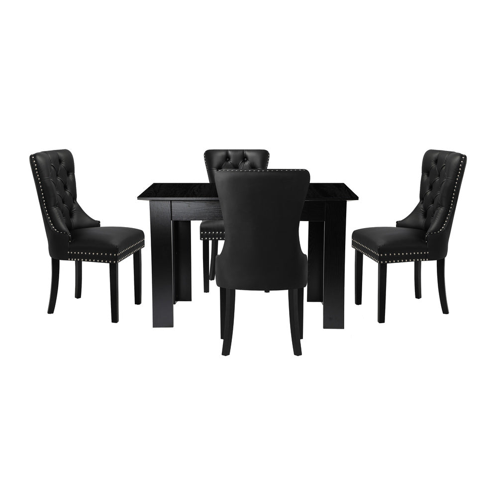 Scarlet Nero Extendable 120-160cm Dining Table Set | 5-7 Seater Premium Black Modern Dining Table Set