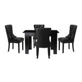 Scarlet Nero Extendable 120-160cm Dining Table Set | 5-7 Seater Premium Black Modern Dining Table With Deluxe Tuffted Velet Dining Chairs