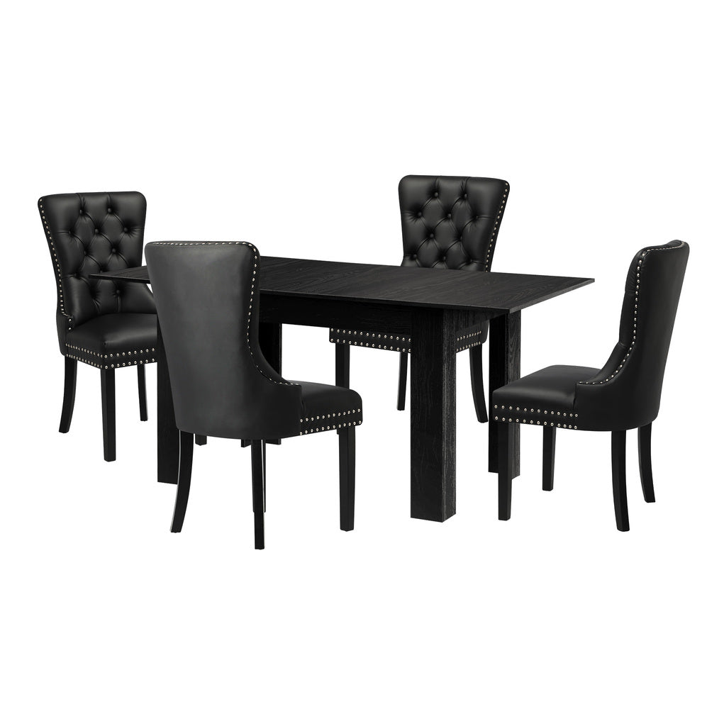 Scarlet Nero Extendable 120-160cm Dining Table Set | 5-7 Seater Premium Black Modern Dining Table Set