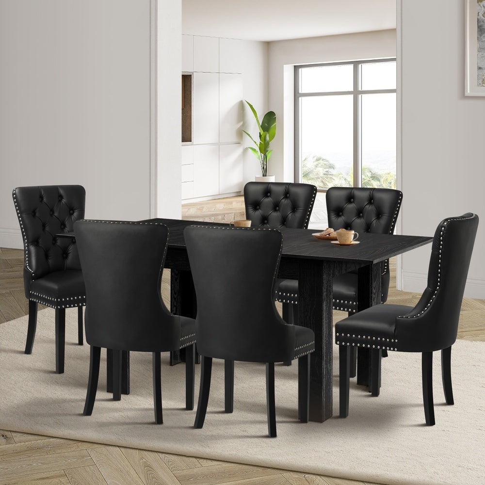 Scarlet Nero Extendable 120-160cm Dining Table Set | 5-7 Seater Premium Black Modern Dining Table Set