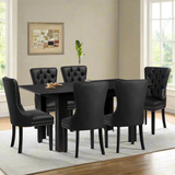 Scarlet Nero Extendable 120-160cm Dining Table Set | 5-7 Seater Premium Black Modern Dining Table With Deluxe Tuffted Velet Dining Chairs