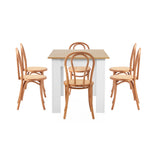 Aris Vintage Extendable Dining Table Set | 5-7 Seater Premium Dining Table and Wooden Rattan Chairs Set