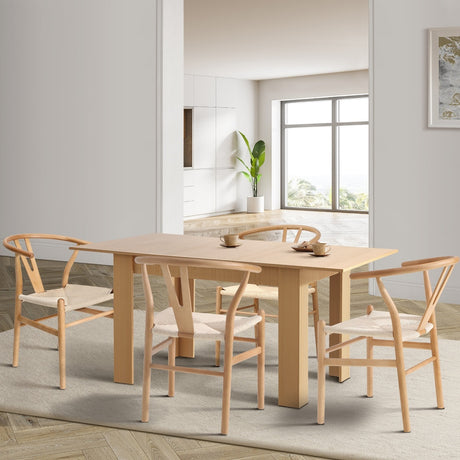 Replica Wishbone Extendable 120-160cm Dining Table Set | 5-7 Seater Premium Modern Dining Table With Hans Wegner Replica Dining Chairs