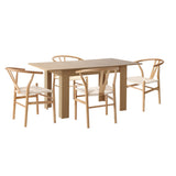 Replica Wishbone Extendable 120-160cm Dining Table Set | 5-7 Seater Premium Modern Dining Table With Hans Wegner Replica Dining Chairs