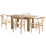 Replica Wishbone Extendable 120-160cm Dining Table Set | 5-7 Seater Premium Modern Dining Table With Hans Wegner Replica Dining Chairs