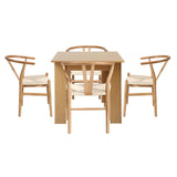 Replica Wishbone Extendable 120-160cm Dining Table Set | 5-7 Seater Premium Modern Dining Table With Hans Wegner Replica Dining Chairs