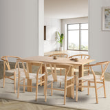 Replica Wishbone Extendable 120-160cm Dining Table Set | 5-7 Seater Premium Modern Dining Table With Hans Wegner Replica Dining Chairs