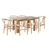 Replica Wishbone Extendable 120-160cm Dining Table Set | 5-7 Seater Premium Modern Dining Table With Hans Wegner Replica Dining Chairs