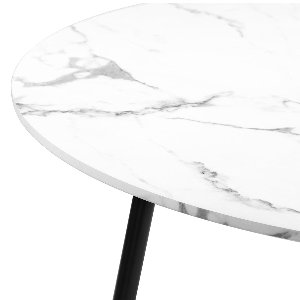 5pc Palermo Boucle Round Dining Table Set | 5 Seater 110cm Marble Style Dining Table Set