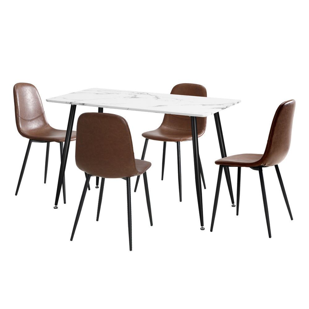 Murano PU Leather Luxe Dining Table Set | 5-7 Seater Dining Table Set