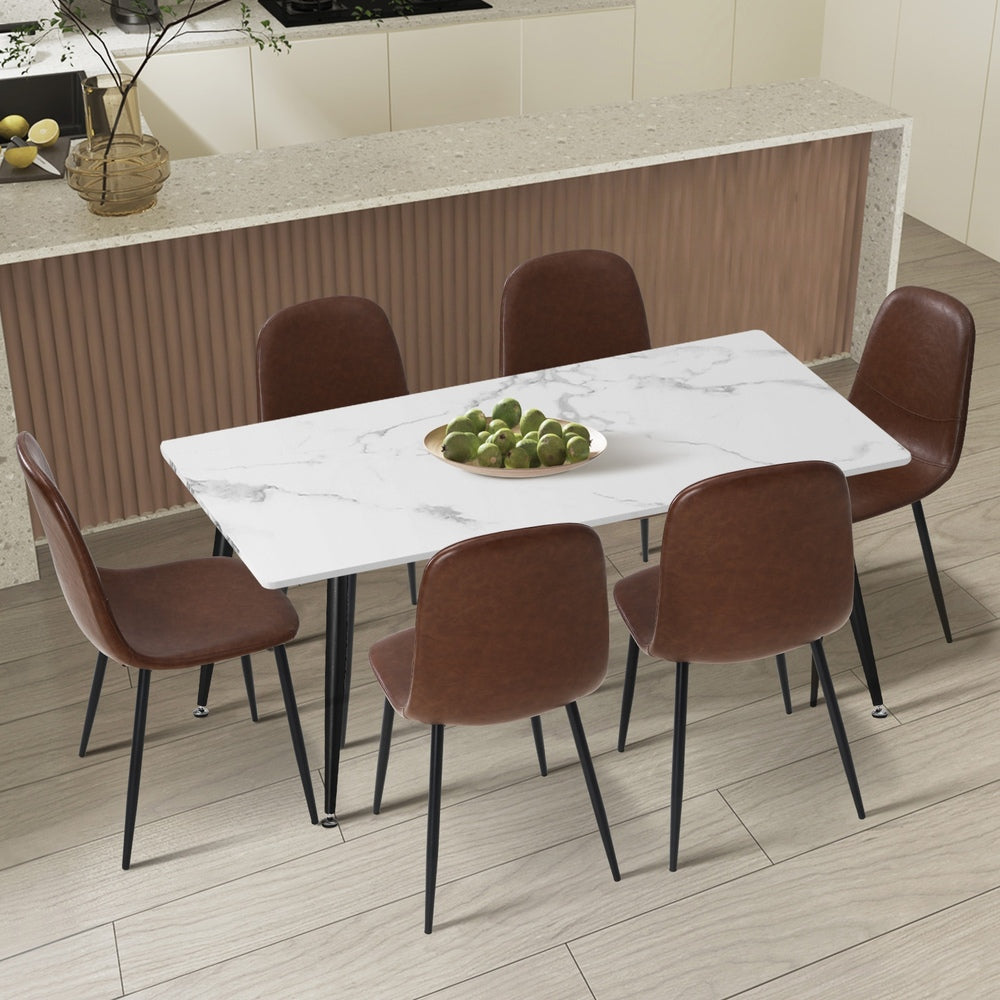 Murano PU Leather Luxe Dining Table Set | 5-7 Seater Dining Table Set