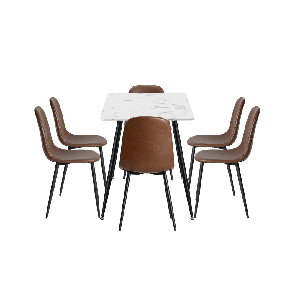 Murano PU Leather Luxe Dining Table Set | 5-7 Seater Dining Table Set