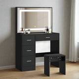 Starque XL Hollywood Dressing Table & Stool Set | LED Strip Mirror Storage Makeup Desk Cabinet in 3 Colours