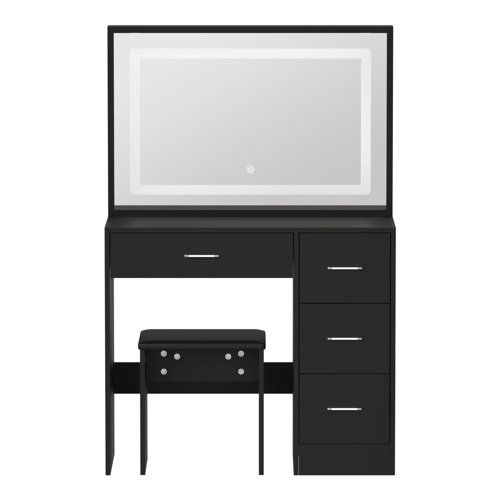 Starque XL Hollywood Dressing Table and Stool Set | LED Strip Mirror Storage Makeup Desk Cabinet