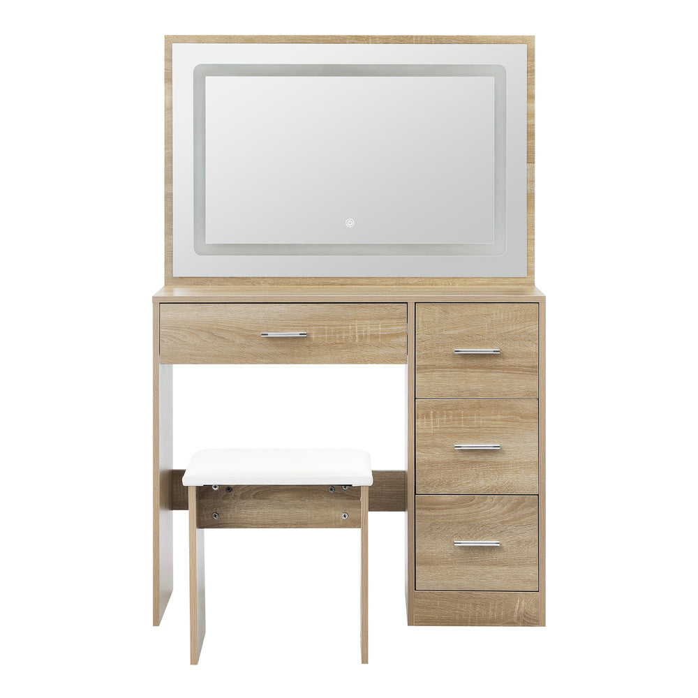 Starque XL Hollywood Dressing Table & Stool Set | LED Strip Mirror Storage Makeup Desk Cabinet in 3 Colours