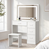 Starque XL Hollywood Dressing Table & Stool Set | LED Strip Mirror Storage Makeup Desk Cabinet in 3 Colours