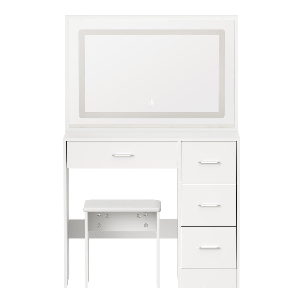 Starque XL Hollywood Dressing Table and Stool Set | LED Strip Mirror Storage Makeup Desk Cabinet