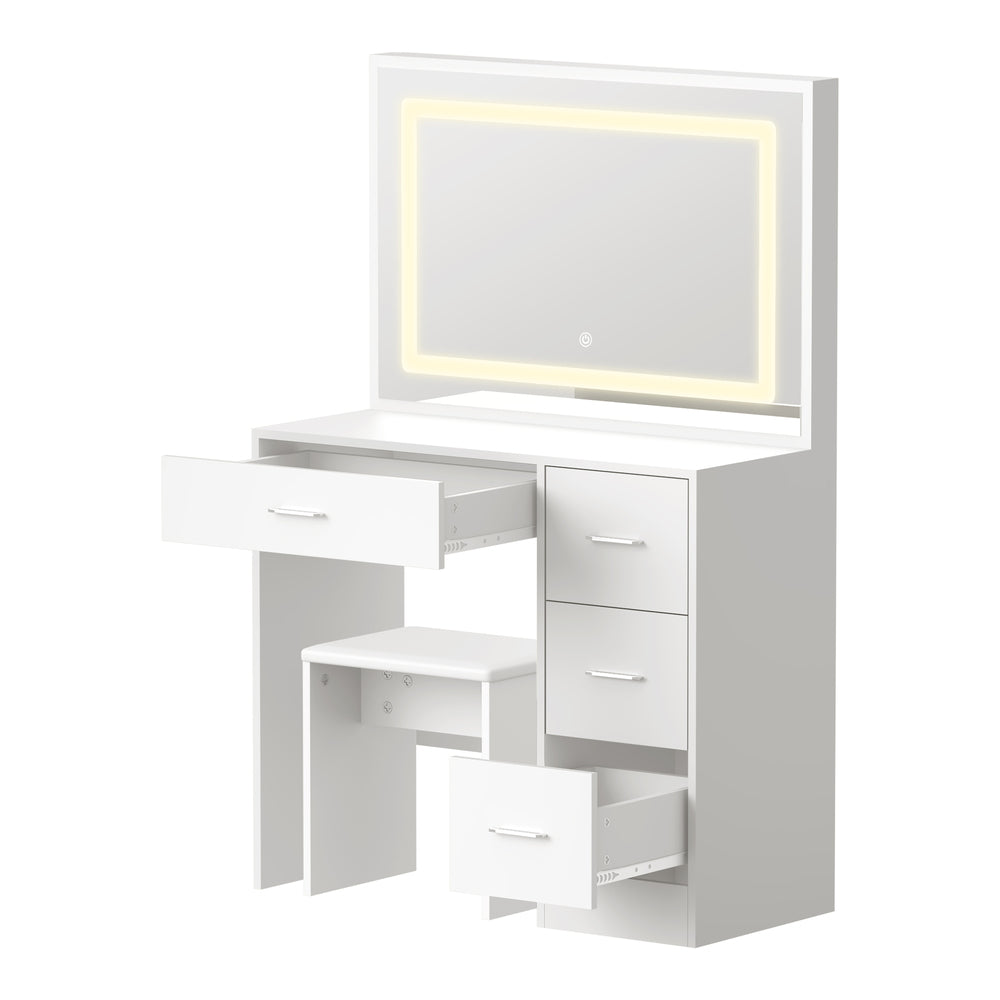 Starque XL Hollywood Dressing Table & Stool Set | LED Strip Mirror Storage Makeup Desk Cabinet in 3 Colours