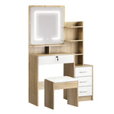 Glamz Deluxe LED Mirror Dressing Table and Stool Set | Hollywood Light Makeup Desk and Storage Drawer Unit