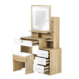 Glamz Deluxe LED Mirror Dressing Table and Stool Set | Hollywood Light Makeup Desk and Storage Drawer Unit