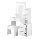 Glamz Deluxe LED Mirror Dressing Table and Stool Set | Hollywood Light Makeup Desk and Storage Drawer Unit