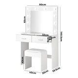 Glamz Deluxe LED Mirror Dressing Table and Stool Set | Hollywood Light Makeup Desk and Storage Drawer Unit