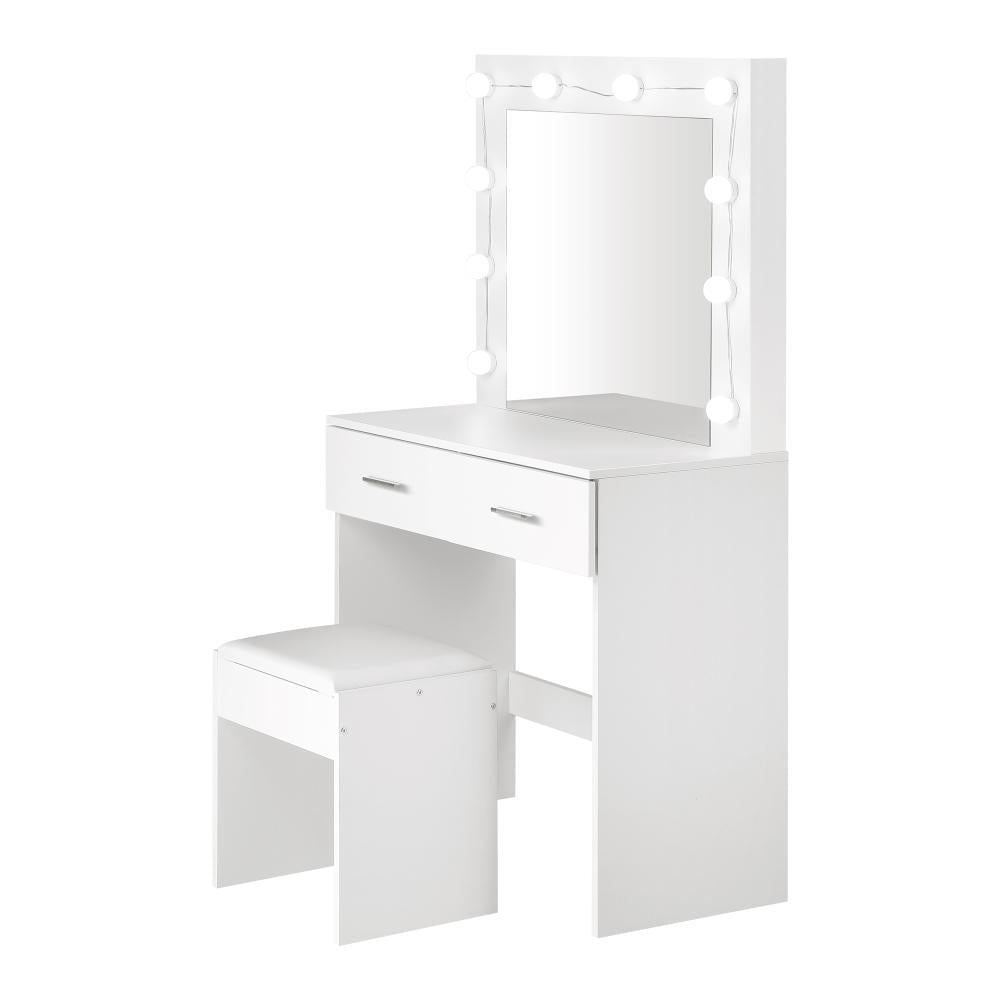 Glamz Deluxe LED Mirror Dressing Table and Stool Set | Hollywood Light Makeup Desk and Storage Drawer Unit