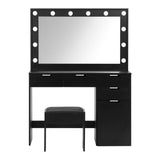 Venezza Large LED Mirror Dressing Table and Stool Set | 10 Light Level Adjustable Hollywood Light | Makeup Desk Storage Drawer | 3 Colours