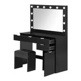 Venezza Large LED Mirror Dressing Table and Stool Set | 10 Light Level Adjustable Hollywood Light | Makeup Desk Storage Drawer | 3 Colours