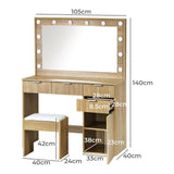 Venezza Large LED Mirror Dressing Table and Stool Set | 10 Light Level Adjustable Hollywood Light | Makeup Desk Storage Drawer | 3 Colours