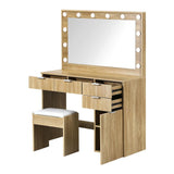 Venezza Large LED Mirror Dressing Table and Stool Set | 10 Light Level Adjustable Hollywood Light | Makeup Desk Storage Drawer | 3 Colours