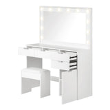 Venezza Large LED Mirror Dressing Table and Stool Set | 10 Light Level Adjustable Hollywood Light | Makeup Desk Storage Drawer | 3 Colours