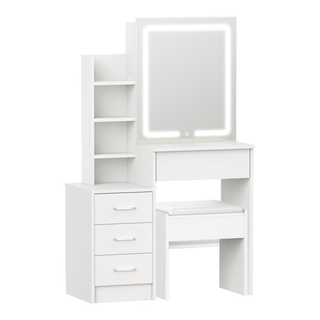 Princess Zara Hollywood LED Dressing Table Stool Set | Slide LED Mirror Extra Storage Makeup Desk Cabinet