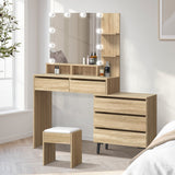 Capri Hollywood Dressing Table & Stool Set | LED Bulbs Mirror Storage Makeup Desk Cabinet