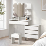 Capri Hollywood Dressing Table & Stool Set | LED Bulbs Mirror Storage Makeup Desk Cabinet in 2 Colours