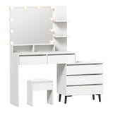 Capri Hollywood Dressing Table & Stool Set | LED Bulbs Mirror Storage Makeup Desk Cabinet in 2 Colours