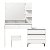 Capri Hollywood Dressing Table & Stool Set | LED Bulbs Mirror Storage Makeup Desk Cabinet in 2 Colours